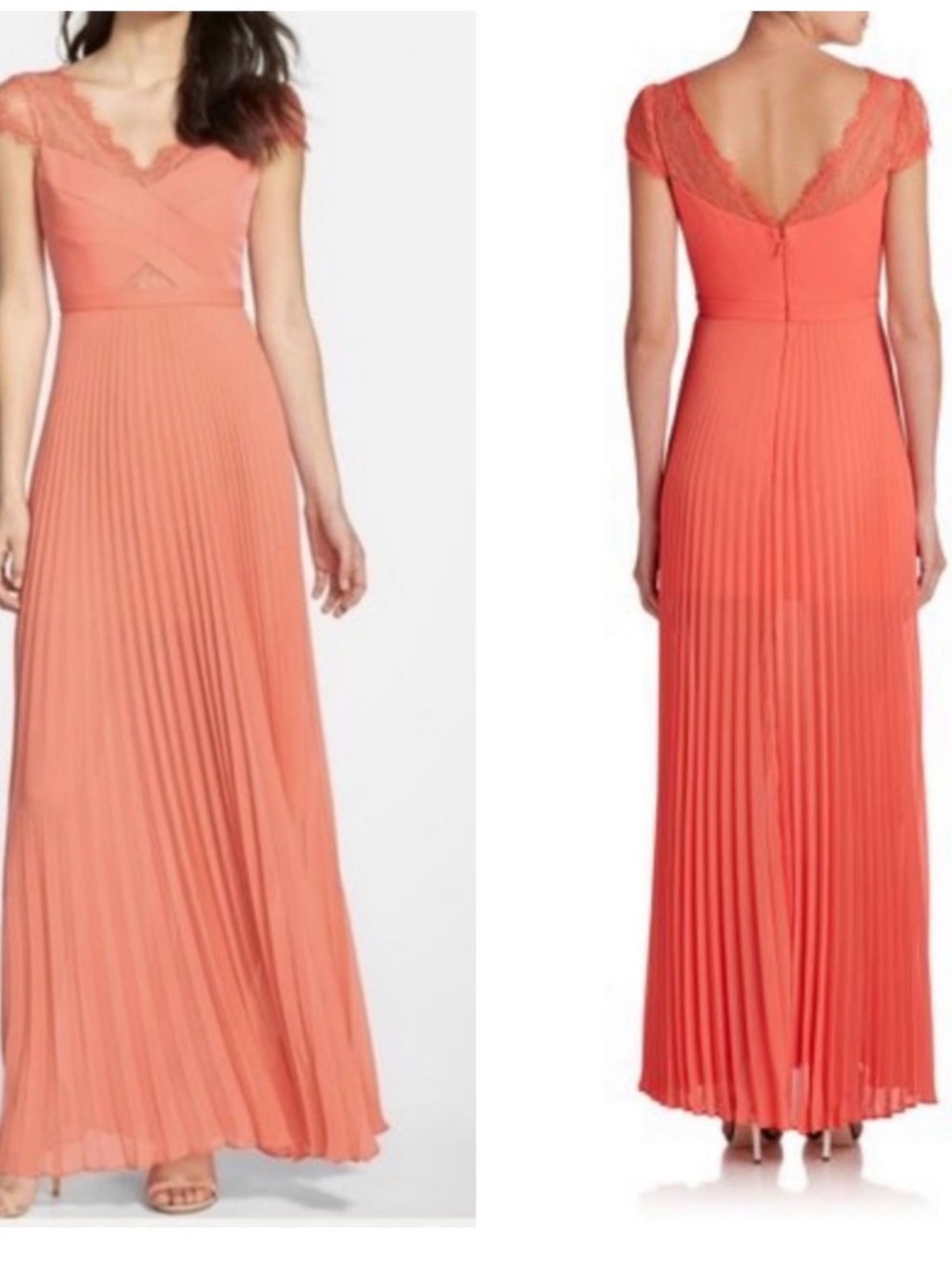 BCBGMAXAZRIA Madalena Maxi Dress Women’s Size 2 Ambrosia Coral Lace Gown